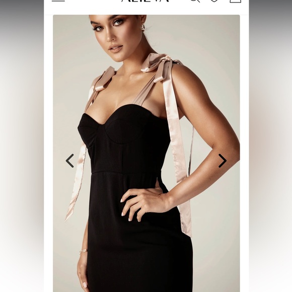 Alieva Black midi bow tie dress - Picture 2 of 8